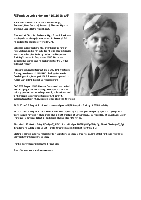 A preview of a PDF biography for Higham, Frank Douglas
